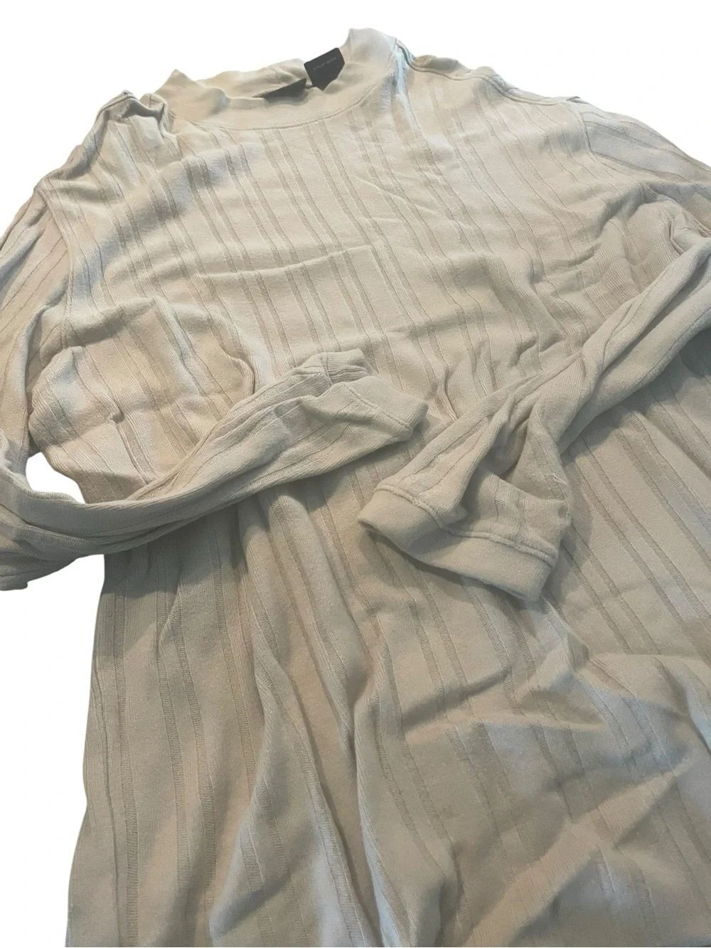 J Ferrari Light Cream Ribbed Knit Long Sleeve Top size XL like new